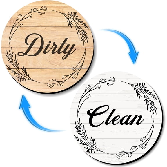 (2 pack) Anley 3.5 in Double Sided Clean/Dirty Magnet for Dishwasher - Magnet Sign Flip Indicator for Clean and Dirty Dishes