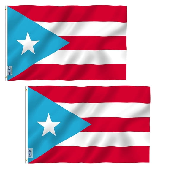 (2 pack) Anley 3 ft x 5 ft Polyester Light Blue Puerto Rico Outdoor Flag