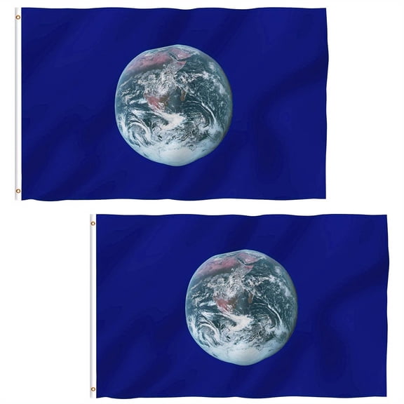 (2 pack) Anley Fly Breeze 3x5 Foot Earth Day Flag - Vivid Color and UV Fade Resistant - Canvas Header and Double Stitched - Environmental Awareness Flags Polyester with Brass Grommets 3 X 5 Ft