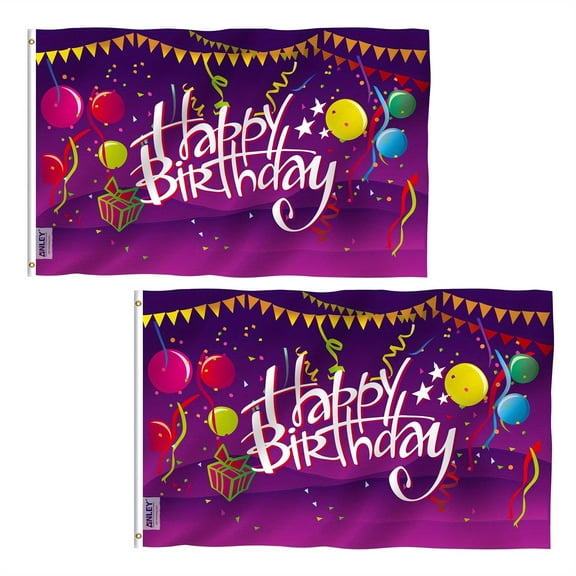 (2 pack) Anley 3x5 Foot Happy Birthday Flag - Birthday Celebration Flags
