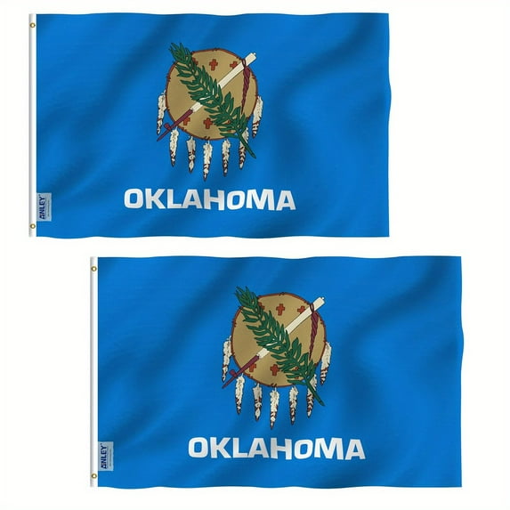 (2 pack) Anley 3x5 Foot Oklahoma State Flag - Oklahoma OK Flags Polyester