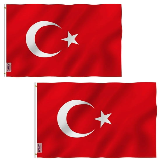 (2 pack) Anley 3x5 Foot Turkey Flag - Turkish Flags Polyester
