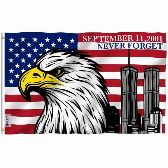 (2 pack) Anley 3x5 Ft 911 Memorial Flag - We Will Never Forget Honoring Flags Polyester