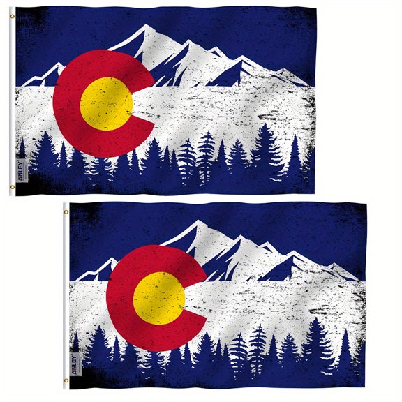 (2 pack) Anley 3x5 foot Colorado State Mountain Flag - Colorado CO Vintage Flags
