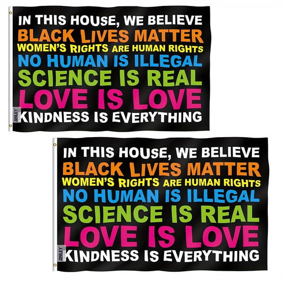 (2 pack) Anley Fly Breeze 3x5 Foot In This House We Believe Flag - Love is Love Flags Polyester