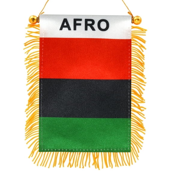 (2 pack) Anley 4 x 6 Inch Afro American Window Hanging Flag - Fringed Pan African Mini Banner