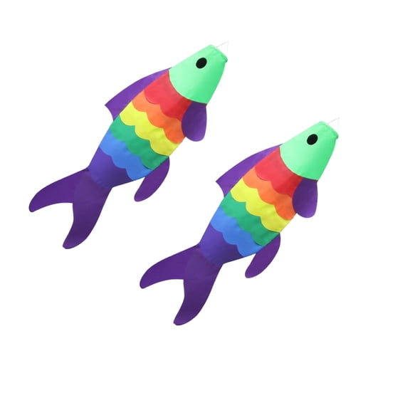 (2 pack) Anley 40-Inch Carp Windsock - Rainbow Koi Gold Fish Wind Streamer - Japanese Cartoon Flag