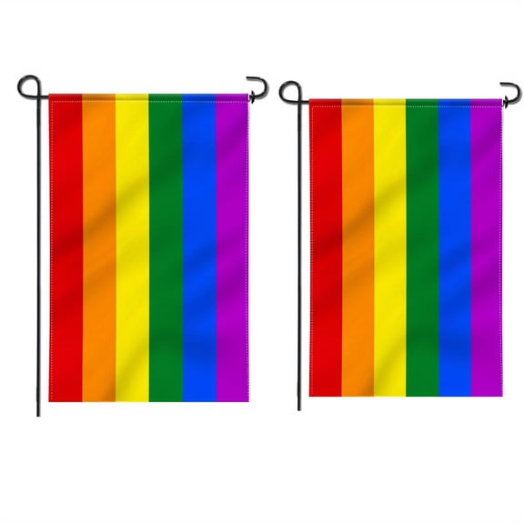 (2 pack) Anley Double Sided Rainbow LGBT Decorative Garden Flags Yard Flags - 18 x 12.5 Inch