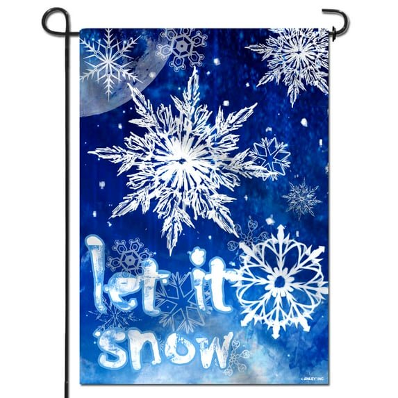 (2 pack) Anley Double Sided Winter Snowflake Garden Flag, Let It Snow Decorative Garden Flags - 18 x 12.5 Inch