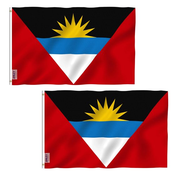 (2 pack) Anley Fly Breeze 3x5 Feet Antigua and Barbuda Flag - Antiguan Barbudan Flags Polyester