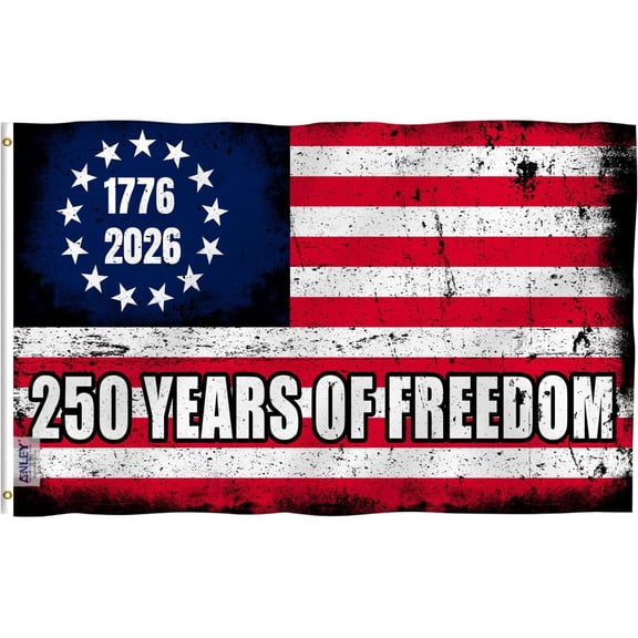 (2 pack) Anley Fly Breeze 3x5 Foot 250th Anniversary American Flag - 250 Years of Freedom 1776-2026 Flags Polyester