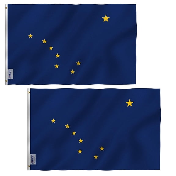 (2 pack) Anley Fly Breeze 3x5 Foot Alaska State Polyester Flag - Alaska AK State Flags