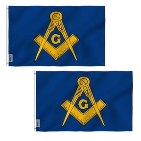(2 pack) Anley Fly Breeze 3x5 Foot Masonic Flag - Vivid Color and Fade Proof - Canvas Header and Double Stitched - Free Freemasonry Flags Polyester with Brass Grommets 3 X 5 Ft