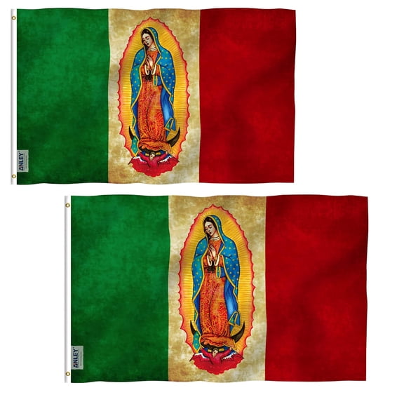 (2 pack) Anley Fly Breeze 3x5 Foot Our Lady Virgen De Guadalupe Mexican Flag - Virgin Mary Flags Polyester
