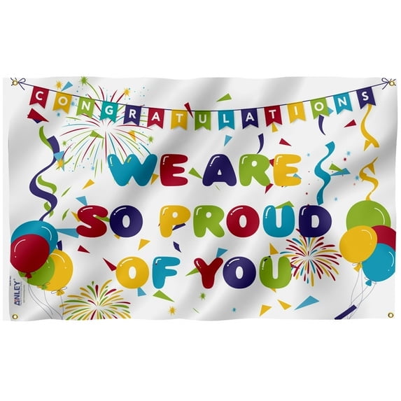 (2 pack) Anley Fly Breeze 3x5 Foot We are so Proud of You Banner - Congratulations Banner Graduation Banner