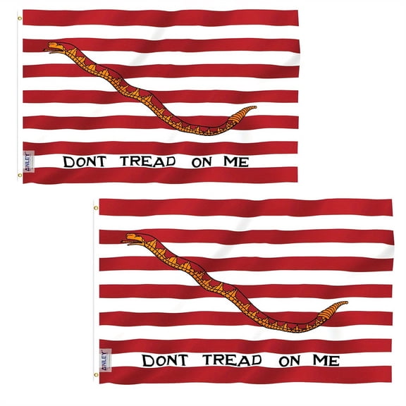 (2 pack) Anley Fly Breeze 3x5 Ft First Navy Jack Flag - Dont Tread On Me Flags