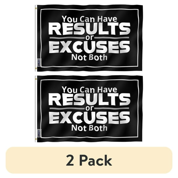 (2 pack) Anley Fly Breeze 3x5 Ft You Can Have Results or Excuses Not Both Flag - Fitness Motivational for College Dorm Gym Flags Polyester