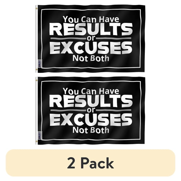 (2 pack) Anley Fly Breeze 3x5 Ft You Can Have Results or Excuses Not Both Flag - Fitness Motivational for College Dorm Gym Flags Polyester