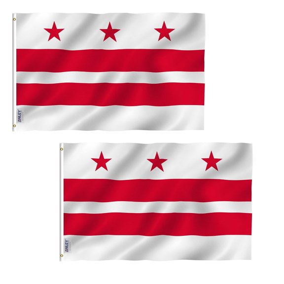 (2 pack) Anley Fly Breeze 3x5 ft Washington DC Flag Polyester