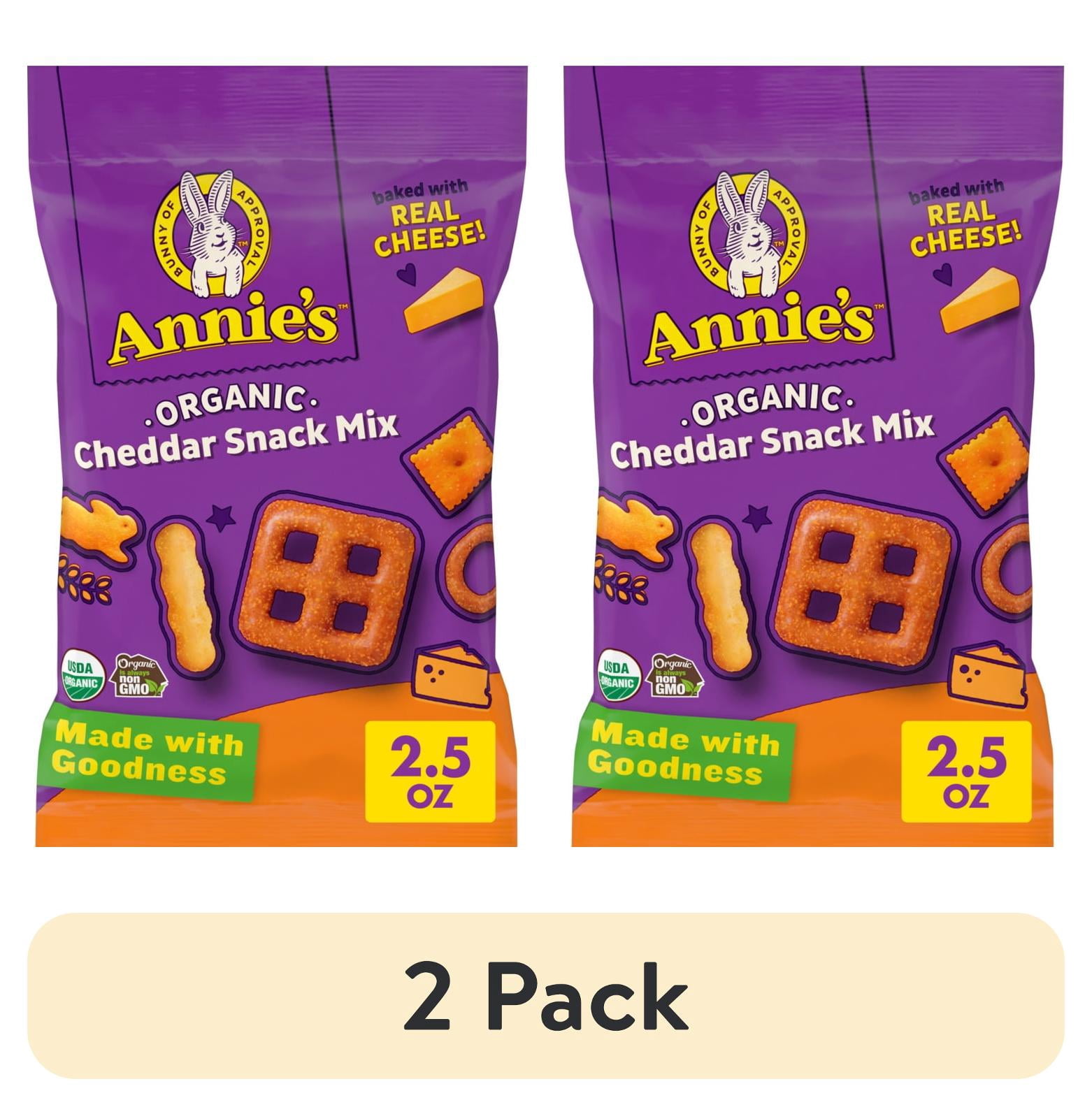 (2 pack) Annie's Certified Organic Cheddar Snack Mix, 2.5 oz Bag