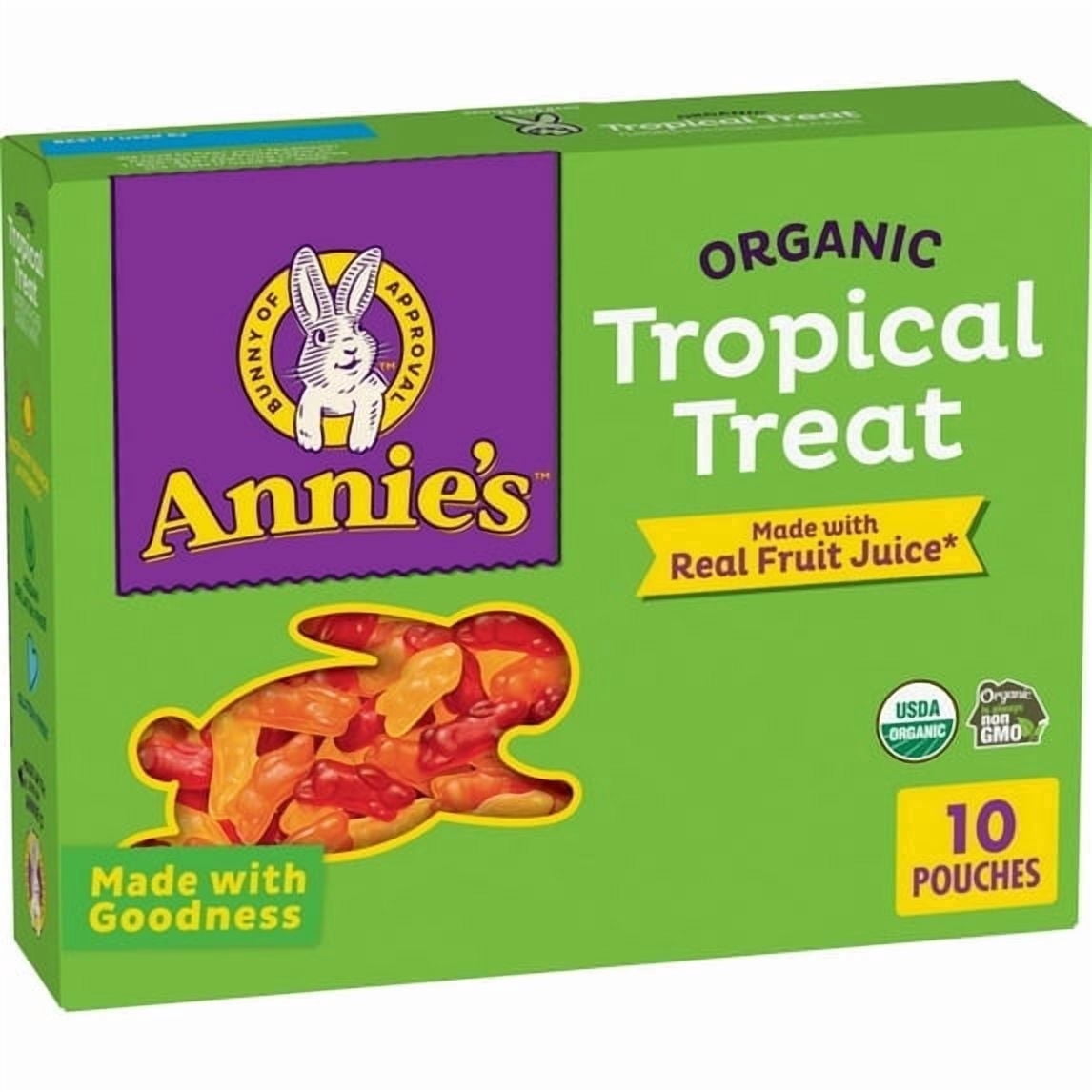 2 pack Annie's Organic Bunny Fruit Flavored Snacks, Tropical Treat, Gluten Free, 10 Pouches, 7 oz