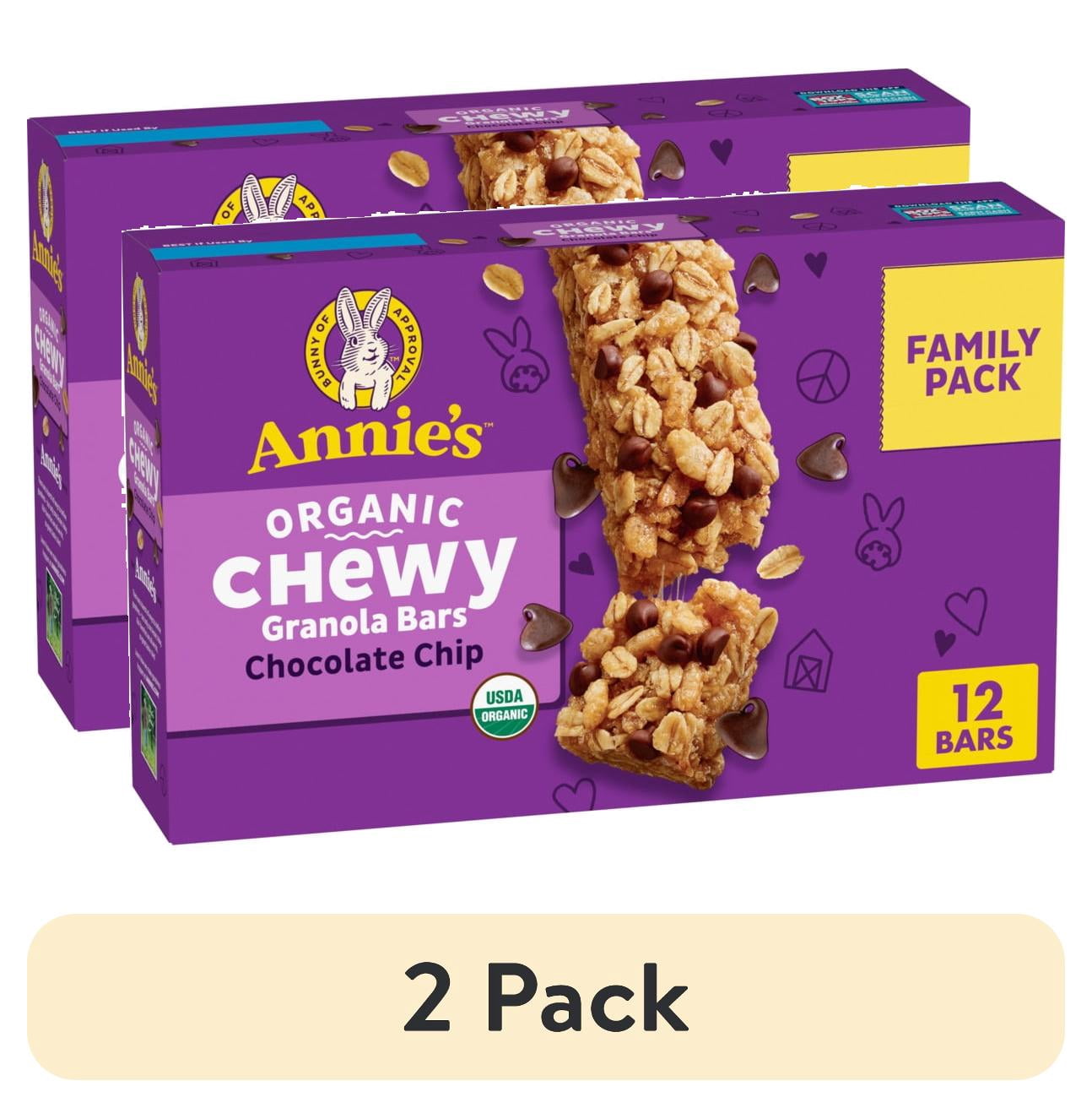 (2 pack) Annie's Organic Chewy Granola Bars, Chocolate Chip, 12 ct ...