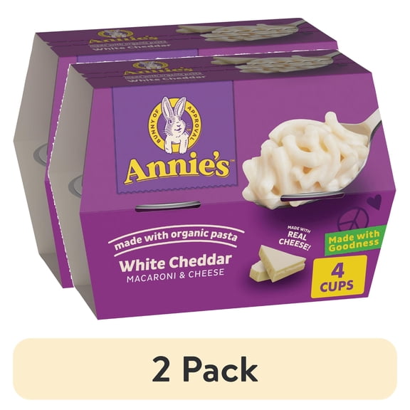 (2 pack) Annie's White Cheddar Microwave Mac and Cheese with Organic Pasta, 4 Cups, 8.04 oz
