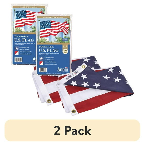 (2 pack) Annin Flagmakers American Flag 5x8 ft. Tough Tex