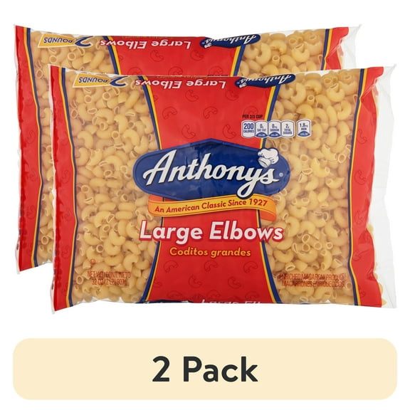 (2 pack) Anthony's Large Elbows Pasta, 12 oz
