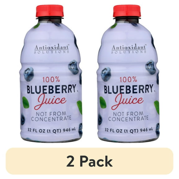 (2 pack) Antioxidant Solutions 100% Blueberry Juice Not from Concentrate, 32 fl oz