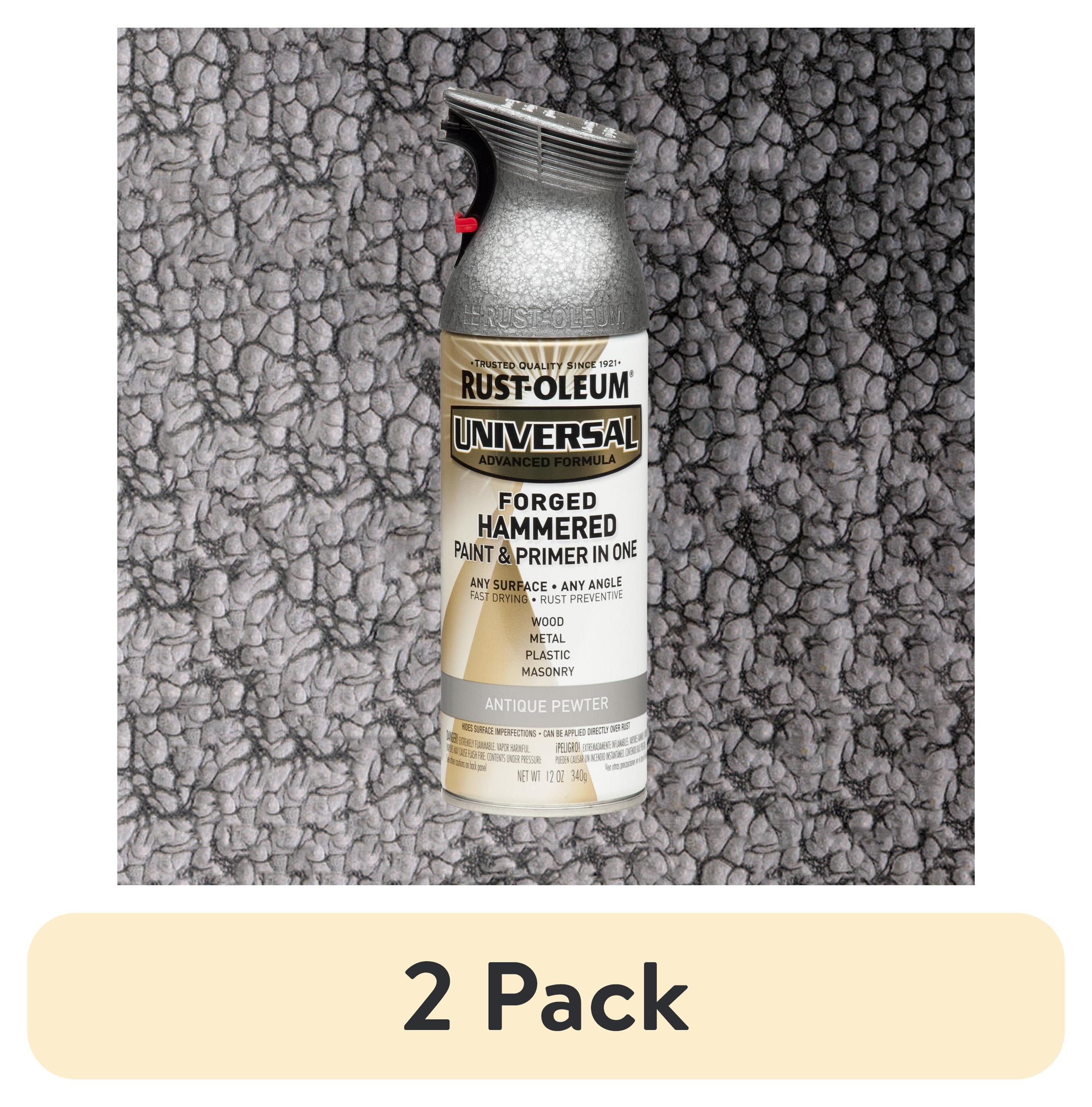 (2 pack) Antique Pewter, Rust-Oleum Universal Hammered Paint & Primer Spray Paint Spray Paint-271481, 12 oz