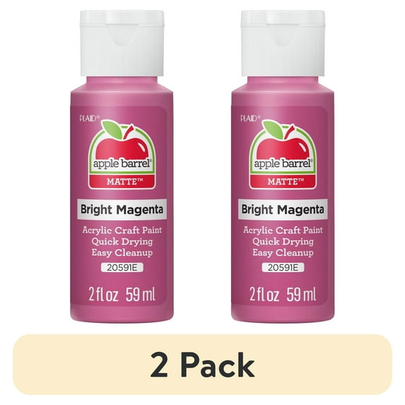 (2 pack) Apple Barrel Acrylic Craft Paint, Matte Finish, Bright Magenta, 2 fl oz
