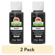 (2 pack) Apple Barrel Multi-Surface Acrylic Craft Paint, Satin Finish, Black, 2 fl oz