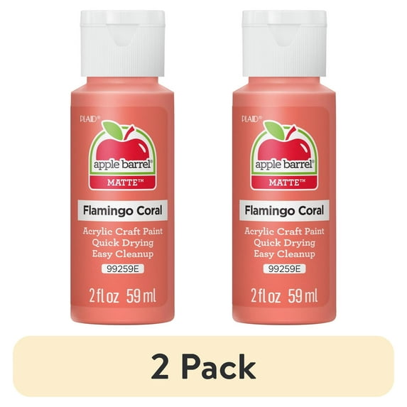(2 pack) Apple Barrel Acrylic Craft Paint, Matte Finish, Flamingo Coral, 2 fl oz