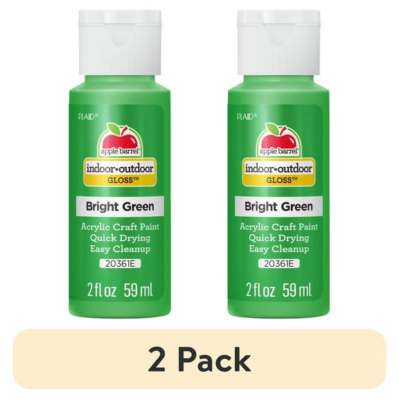 (2 pack) Apple Barrel Acrylic Craft Paint, Gloss Finish, Bright Green, 2 fl oz
