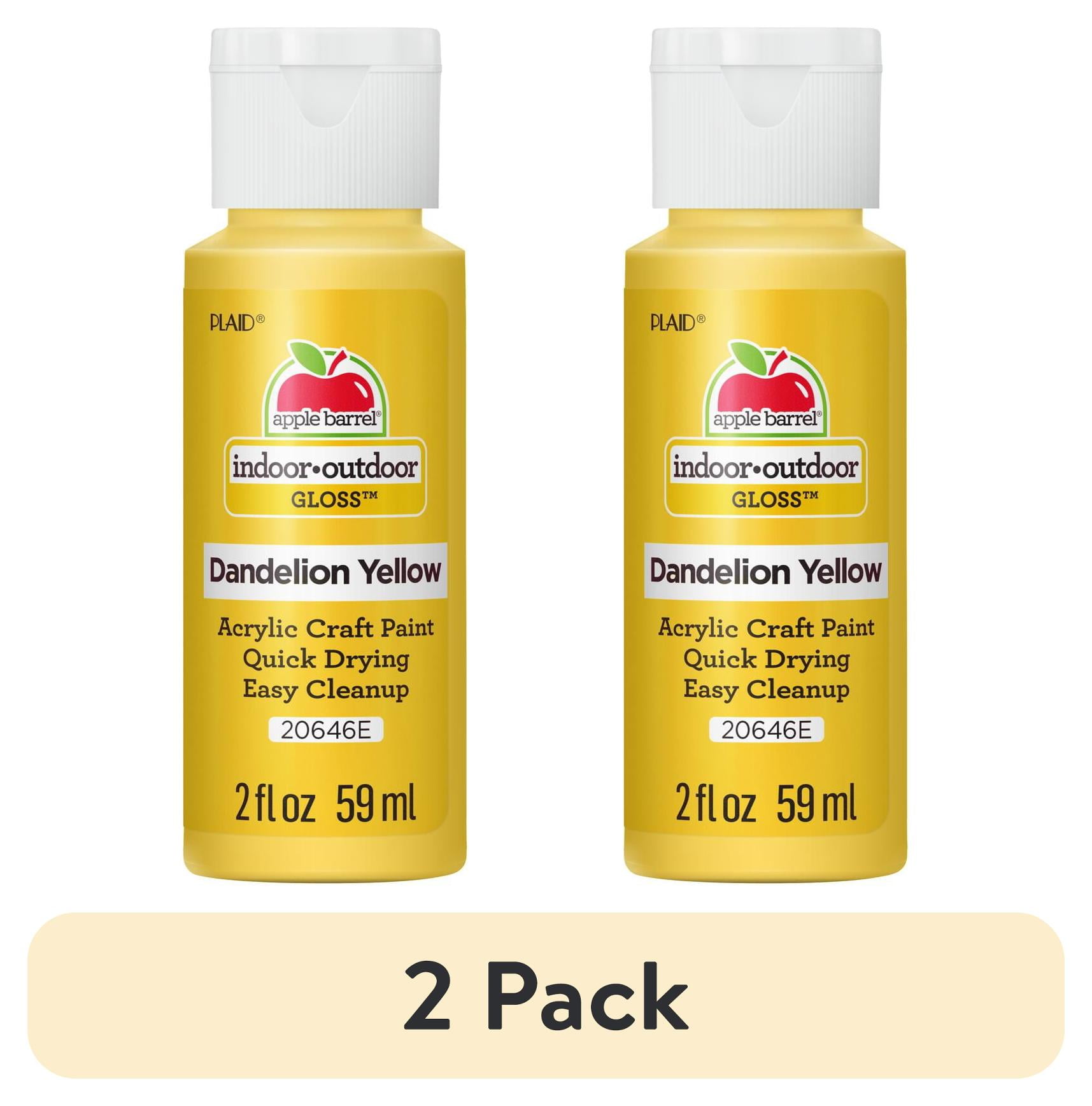 (2 pack) Apple Barrel Acrylic Craft Paint, Gloss Finish, Dandelion Yellow, 2 fl oz