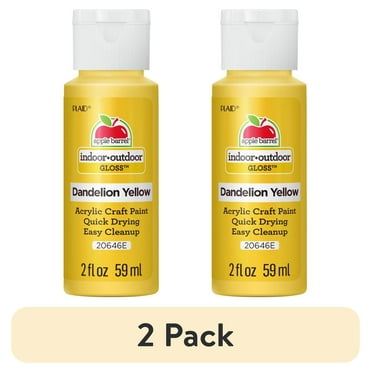(2 pack) Apple Barrel 20646E Acrylic Craft Paint, Gloss Finish, Dandelion Yellow, 2 fl oz