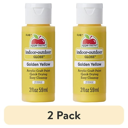(2 pack) Apple Barrel Acrylic Craft Paint, Gloss Finish, Golden Yellow, 2 fl oz