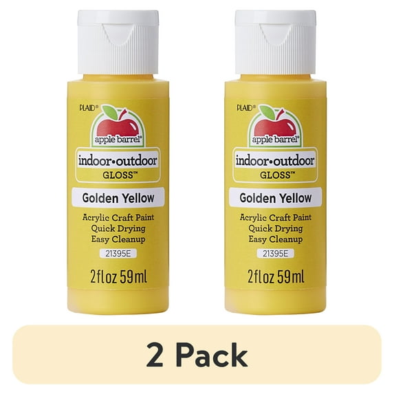 (2 pack) Apple Barrel Acrylic Craft Paint, Gloss Finish, Golden Yellow, 2 fl oz