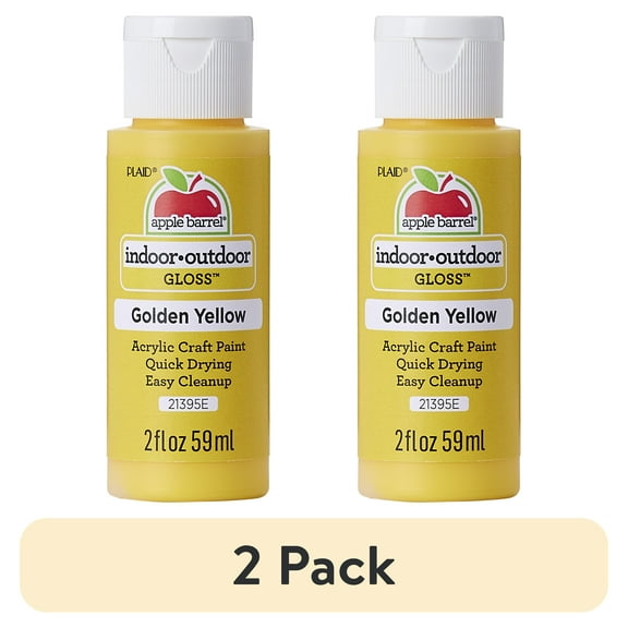 (2 pack) Apple Barrel 21395E Acrylic Craft Paint, Gloss Finish, Golden Yellow, 2 fl oz