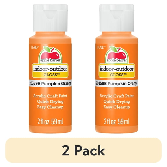 (2 pack) Apple Barrel Acrylic Craft Paint, Gloss Finish, Pumpkin Orange, 2 fl oz