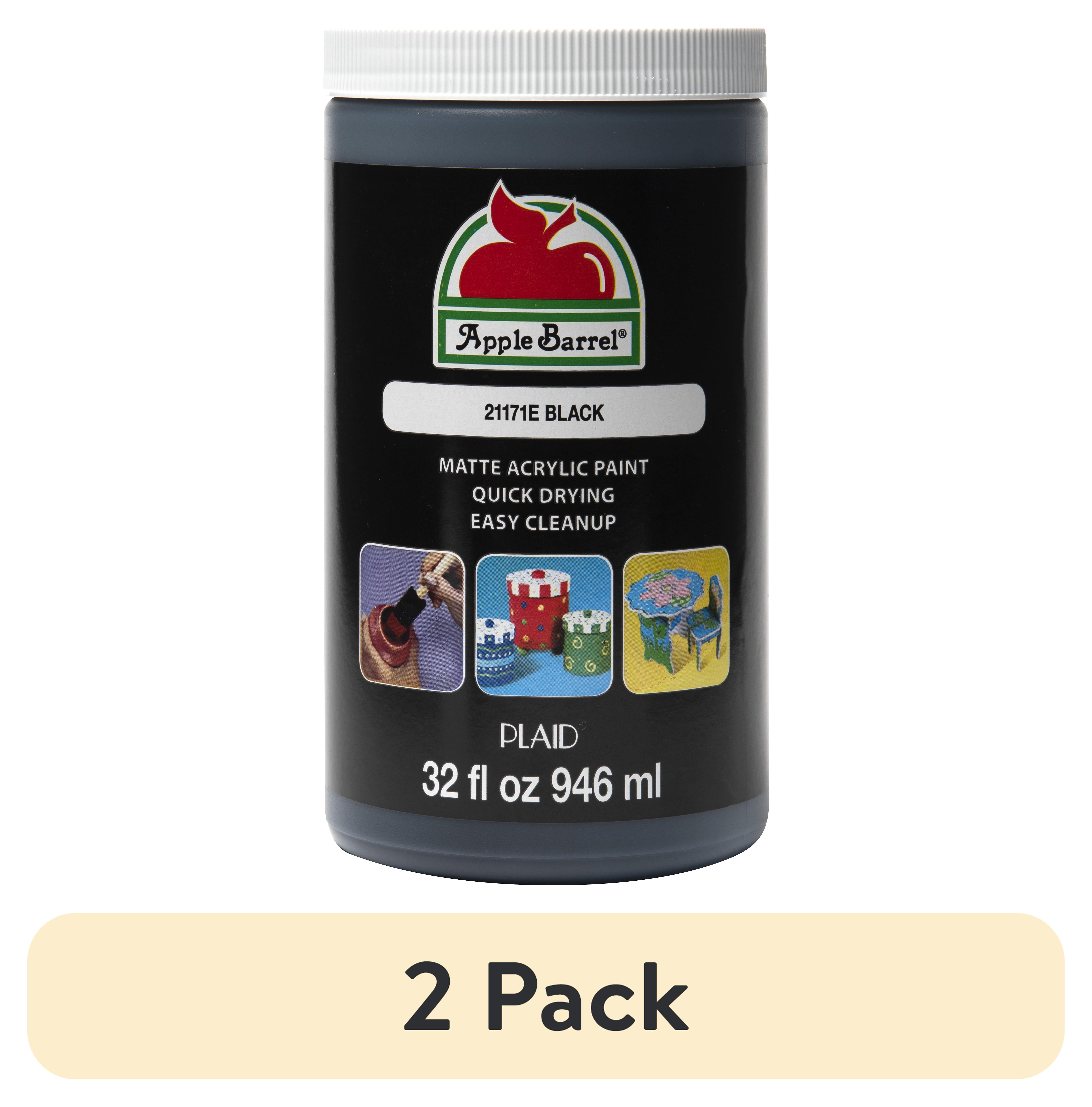 (2 pack) Apple Barrel Acrylic Craft Paint, Matte Finish, Black, 32 fl oz