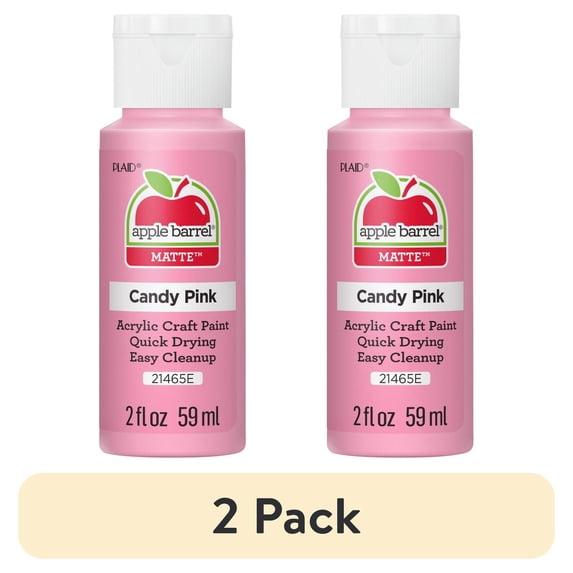 (2 pack) Apple Barrel Acrylic Craft Paint, Matte Finish, Candy Pink, 2 fl oz
