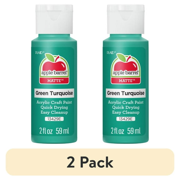 (2 pack) Apple Barrel Acrylic Craft Paint, Matte Finish, Green Turquoise, 2 fl oz