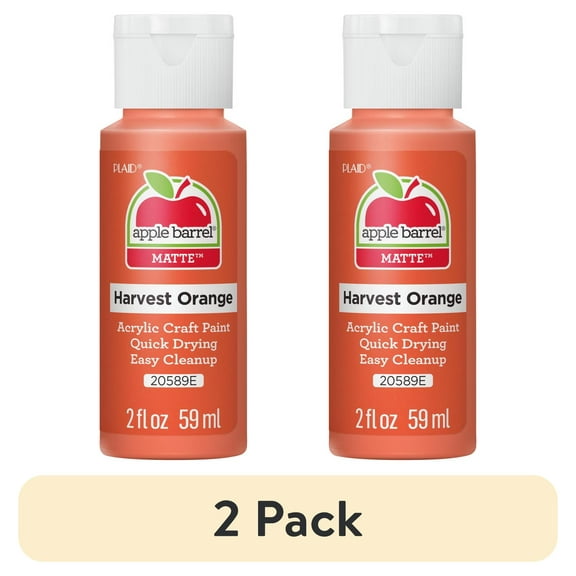 (2 pack) Apple Barrel Acrylic Craft Paint, Matte Finish, Harvest Orange, 2 fl oz