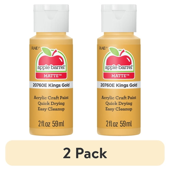 (2 pack) Apple Barrel Acrylic Craft Paint, Matte Finish, King's Gold, 2 fl oz