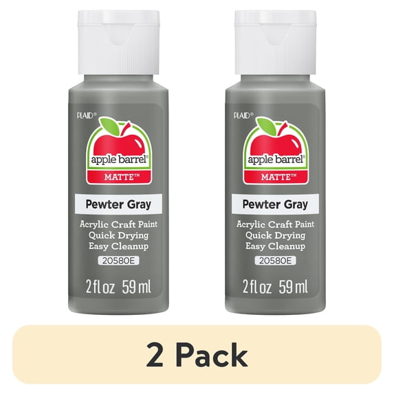 (2 pack) Apple Barrel Acrylic Craft Paint, Matte Finish, Pewter Grey, 2 fl oz