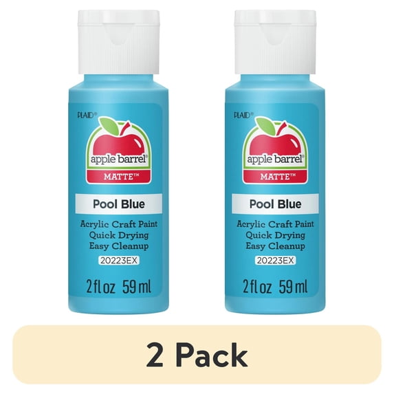 (2 pack) Apple Barrel Acrylic Craft Paint, Matte Finish, Pool Blue, 2 fl oz