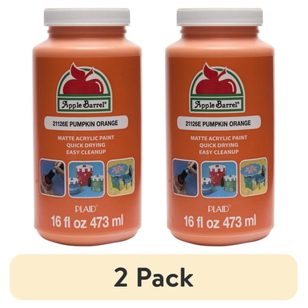 (2 pack) Apple Barrel Acrylic Craft Paint, Matte Finish, Pumpkin Orange, 16 fl oz