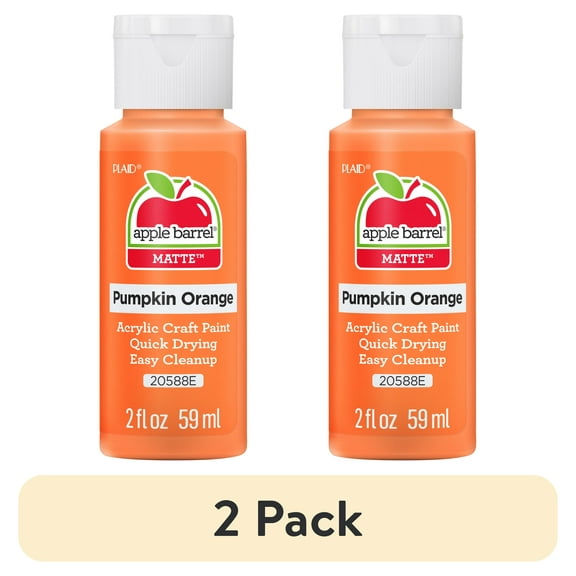 (2 pack) Apple Barrel Acrylic Craft Paint, Matte Finish, Pumpkin Orange, 2 fl oz